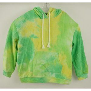 New Code x Mode Women's Small Oversized Green Yellow Tie Dye Terry Lined Hoodie